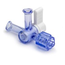 4-Way Stopcock, White, 2 Female Luer Locks, Male Luer with Spin Lock