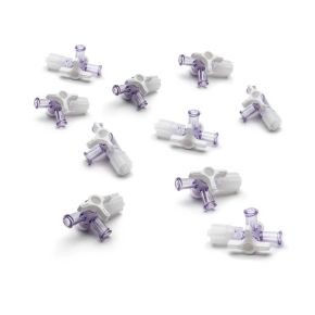4-Way Stopcock, 2 Female Luer Locks, Male Luer with Spin Lock, Pkg of 10