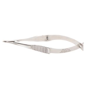 Vannas Tubingen Style Scissors, 8 cm (3"), 3 mm Blades, Stainless Steel, Straight or Curved, WPI Premium 