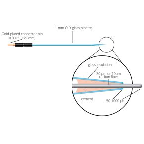 Carbon Fiber Electrode, Dia 30 um, L 100 um