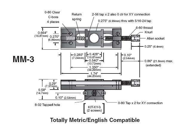 Miniature Micropositioner - Three Axes, 13 mm